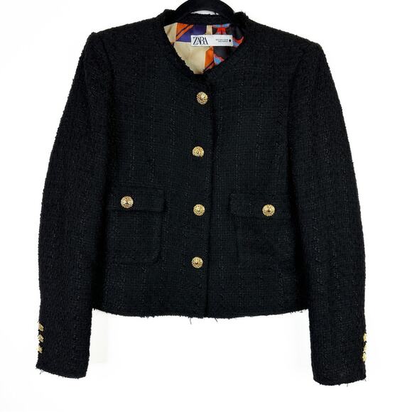 Zara Black Textured Tweed Structured Lined Blazer. Blogger fave.🔥 - Picture 5 of 13